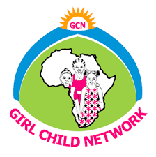 Girl Child Network logo with Africa map and a girl figure in pink