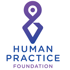 Human Practice Foundation logo with purple and blue location pin design