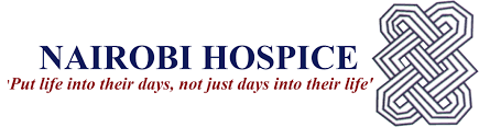 Nairobi Hospice logo with blue text and Celtic knot design